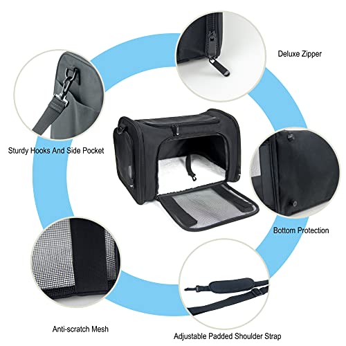 Nextfri Soft Sided Carrier For Small Medium Cats Dogs ,Removable Pad Collapsible Travel Pet Carrier Large Black #TOP2