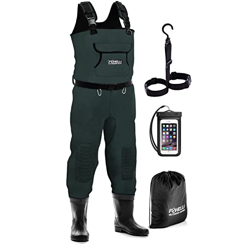 Foxelli Chest Waders, Waterproof 4mm Neoprene Hunting & Fishing Waders for Men & Women with Boots by Foxelli - Used condition - US$58.05