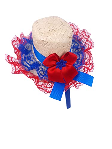 Tiara Infantil Festa Junina Rosa E Azul Com Chapéu Grande Rendado Quadrilha Arraiá Luxo Cor:Azul