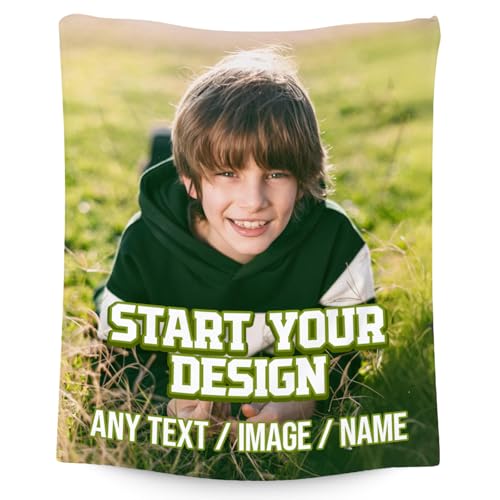 Custom Blanket with Picture Text - Personalized Photos Blankets for Boys Teens Boyfriend - 4 Sizes Soft Fleece Throws