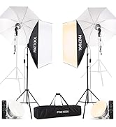 PIXETOOL Softbox fotostudio set 50 x 70cm Inclusief 2 flitsparaplu’s - 2 Softbox studiolampen 480...