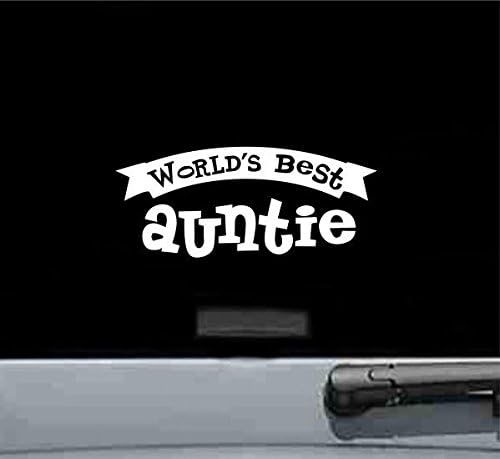 JS ArtworksJS Artworks Worlds Best Auntie Aunt Uncle Family Vinyl Decal Sticker (White)