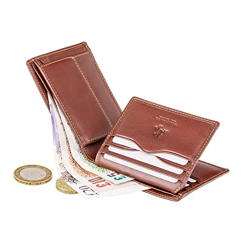 Visconti Mens Classic Leather Wallet / ID Holder Case / Slim Bifold Passcase (Brown) Monza 44