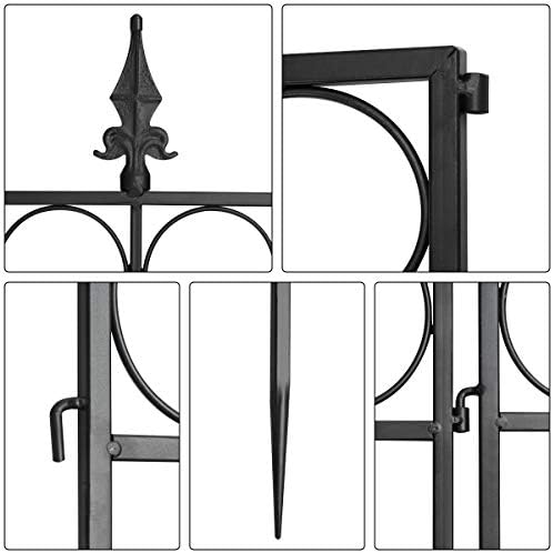 GiantexUK Metal Garden Fencing, Outdoor Decorative Wire Patio Fence, Folding Flower Bed Border Animals Barrier (24in x 8ft)