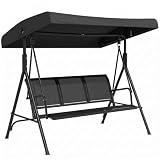 Outsunny Columpio de Jardín Exterior de 3 Plazas, 175x118x159 cm, Negro
