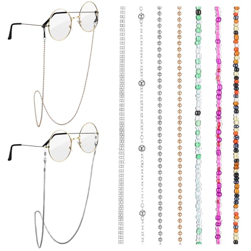 Konohan 7 Pcs Eyeglass Chains Eyeglasses Strap Glasses Holder Necklace Eyewear Chain Reading Lanyard for Glasses Women Men (Multicolor)