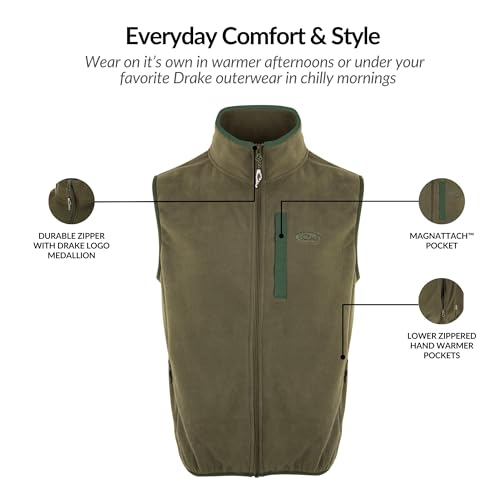 Image of Drake Waterfowl Camp Fleece Durable Moisture-Wicking Lightweight Breathable Full-Zip Casual Outdoor Hiking Vest with Pockets