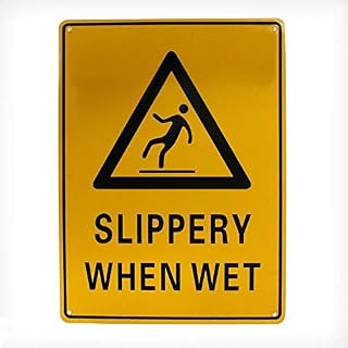 Zeasdacu Slippery When Wet Vintage Warning Sign Rust Free Aluminum Weather Durable Water-Repellent Easy to Mount Pre-Drilled Holes Ideal for Bathrooms Industrial Areas 12x8 inch