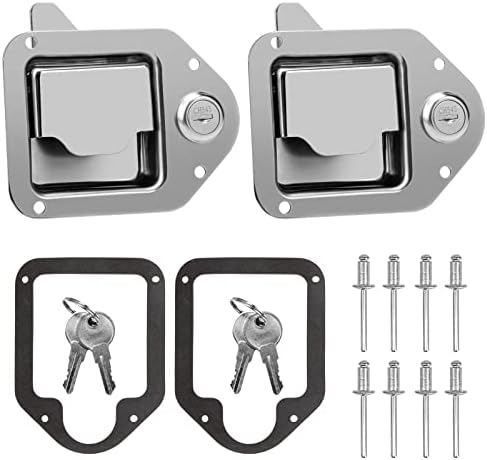 BAUMFEUER Truck Tool Box Latch Replacement Stainless Steel Toolbox Paddle Lock Replacement Handle with Keys for Truck, RV, Trailer, UTV, ATV Box (2 Pack)