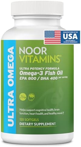 Noor Vitamins Halal Fish Oil, Halal Vitamins, Ultra Omega 3 Wild ...