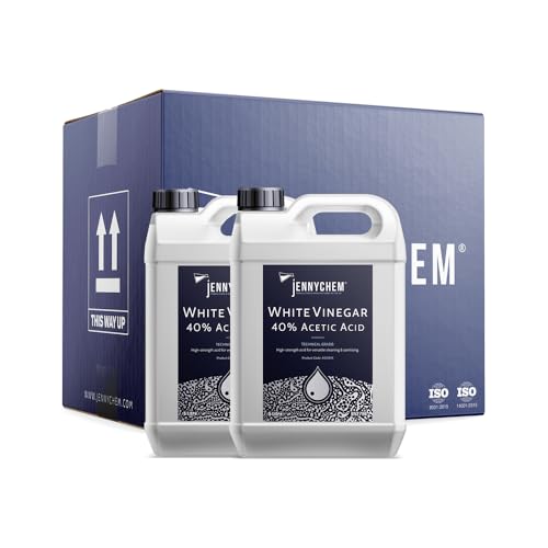 40% Acetic Acid (White Vinegar) Technical Grade Cleaning Vinegar Alternative Concentrated Solution for Professional Cleaning Limescale Removal Descaling & Outdoor Use (2 X 5 Litre)