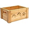 wooden dog toy box, pet Food Box wooden storage crates，suitable for storing cat and dog toys, dog clothes, pet snacks and pet supplies-Natural