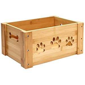 wooden dog toy box, pet Food Box wooden storage crates，suitable for storing cat and dog toys, dog clothes, pet snacks and pet supplies-Natural