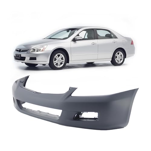 FitParts Compatible with Front Bumper Cover Fascia 2006-2007 Honda Accord Sedan EX LX SE Hybrid 06-07. New Primed Without Sensor Holes With Fog Light Holes. HO1000235 04711SDLA90ZZ