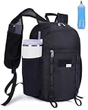 Blue Quartz 15L Hiking Backpack with Soft Flask, Ultralight Hiking Daypack with Chest Pockets for Phone Sternum Straps, Lightweight Foldable Packable Back Pack for Women Men(patent pending)