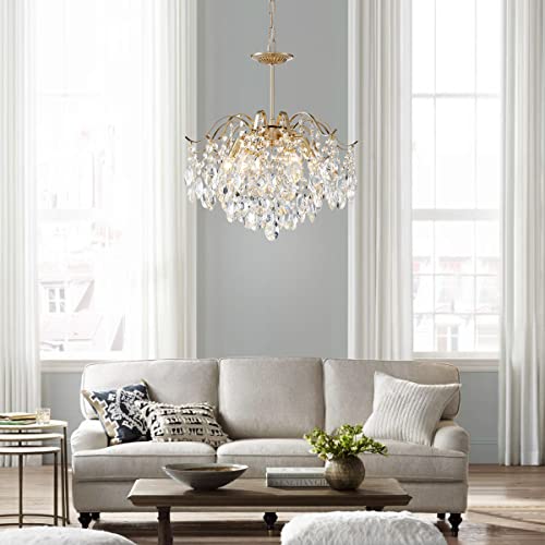 Agv Lighting Ch012G K9 Crystal Chandelier, Raindrop Chandelier Crystals Light, Modern Pendant Chandelier Lighting, E12 Base 6-Lights, Shine Gold Finish #TOP2