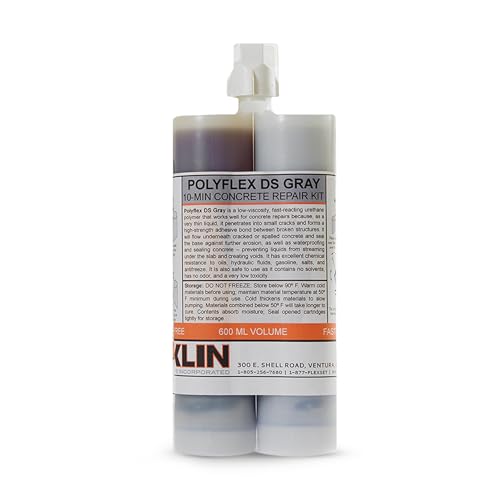 Roklin Systems, Inc. - PolyFlex DS Concrete Crack Filler, Quick-Drying Asphalt Crack Sealer, Floor/Wall Repair Patch Kit Essential, 21 Ounces, Gray -  Roklin Systems Incorporated, PFDS_GRY_21OZ