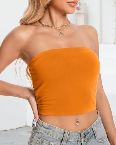 Image of Summer Tube Tops Basic Crop Tops for Women Strapless Tank Bandeau Shirts