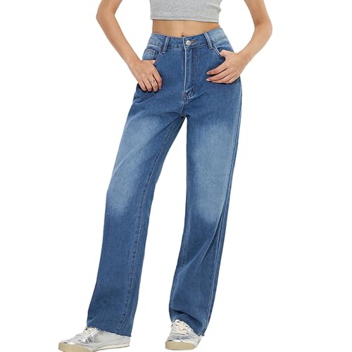 Women's High Waist Baggy Boyfriend Jeans Y2K Trendy Loose Straight