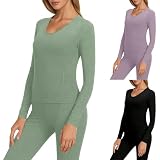 Camiseta Termica Mujer Invierno Conjunto Interior Termico Manga Larga Ropa para el Frio Extremo Camisetas Mallas Pantalones Leggings Térmicos Ropa Nieve