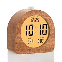 Plumeet Wooden Digital Alarm Clock for Bedrooms, Wood 4 '' Battery Powered Alarm Clock with Snooze