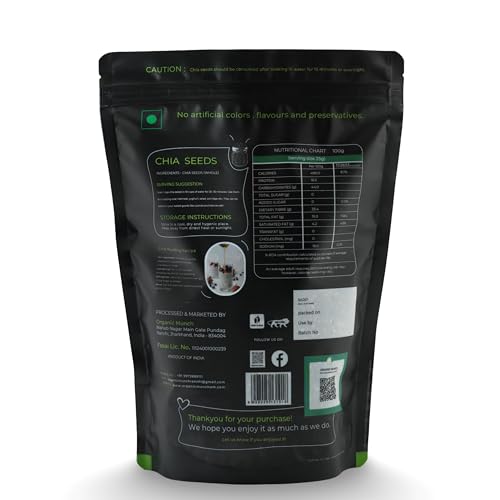 Image of Organic Munch Chia Seeds 500g- Pure and Clean, Seeds for Weight Management Rich in Calcium, Fiber, Protien, Rich Antioxident