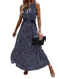 Polka Dot Sleeveless Ruffle Hem A-Line Dress for Women...