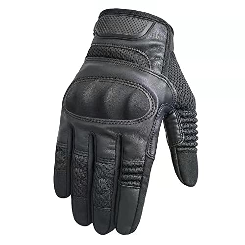 Gants de moto en cuir pour écran tactile - Gants de motocross, moto Pit Biker - Équipement de protection complet pour homme