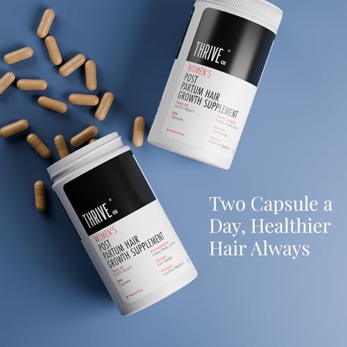 Image of ThriveCo Women's Postpartum Hair Growth Tablets Infused with Natural Extracts and Biotin, 60 Capsules | Breastfeeding-Safe | Promotes Stronger Hair and Healthier Scalp | 100% Drug free | Post pregnancy multi vitamins to reduce hair fall