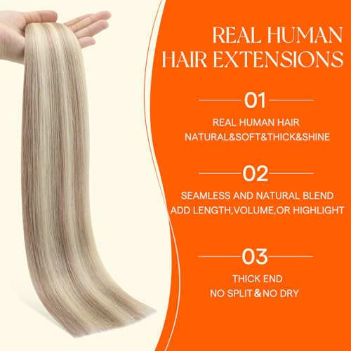 Image of Full Shine Invisible Tape in Hair Extensions, 18 /613 Ash Blonde, 18 Inch | Invisible Tape in Extensions, 20 Pcs 50G, Seamless Blend, Bridal Hair, Add Length, Wedding Guest Hair