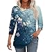 Summer Tops,Summer Tops for Women Dressy Casual Crew Neck Oversized Tshirts Ladies 3/4 Length Sleeve Blouses Beach Fashion Clothes Dark Blue XL