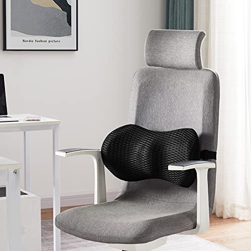 Memory Foam Lumbar Support Pillow For Office Chair Car,Lumbar Roll Back Support Pillow For Lower Back Pain Relief, Ergonomic Lumbar Back Cushion With Adjustable Strap And Removable Washable (Black) #TOP1