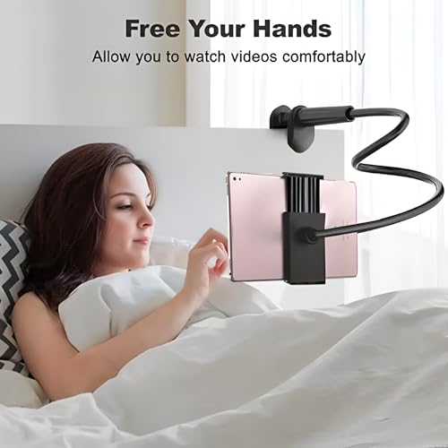 Image of LikeStar Universal Flexible Long Arm Metal Lazy Mobile Holder Stand for Desk, Bed, and Table - 360 Adjustable Clip Mount Compatible with All Smartphones - Strong Grip & Durable Design (Black)