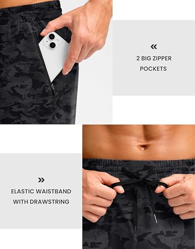 Image of Pudolla Men's Running Gym Shorts with Zipper Pockets 5 inch /7 inch / Lightweight Quick Dry Running Workout Athletic Short