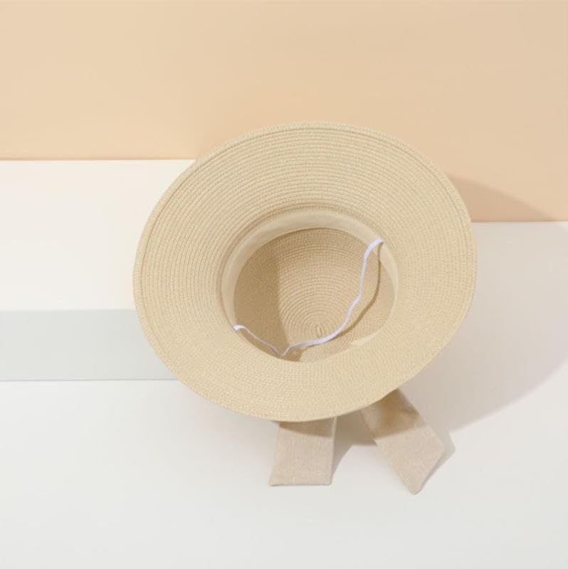 Sombrero de paja plegable con ala ancha para mujer miniatura 3