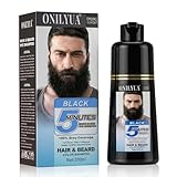 Mens Black Beard Dye Shampoo 3 in 1, 5 Minutes Grey Reducing Beard Mustache Color Shampoo Simpler, Easy Application Quick & Safe Portable, 200ML