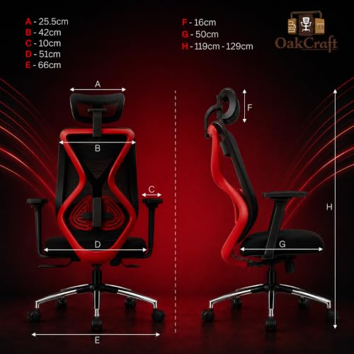 Image of Oakcraft Ergonomic Office Chair with Multi-Lock Tilt, Seat Slider & Dynamic Lumbar Support
