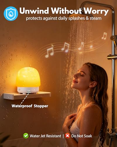 SPA Shower Waterproof Bathroom LED 16 Colors Ocean Wave Lamp, Rechargeable Bath Mood Light with Remote & Touch Control, Aurora Ambient Lighting Projector with White Noise Speaker for Bathroom Bathtub - Image 2