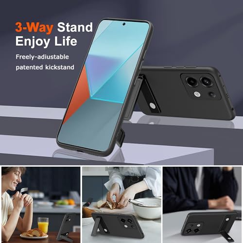 Nijiadi XIAOMI REDMI NOTE 13 PRO 5G Poco X6 5G Phone Case With Glass Screen Protector, [3 Stand Ways] Metal Kickstand / Stand Silicone Tpu Protective Cover Case For Xiaomi Redmi Note 13 Pro 5G thumb #2