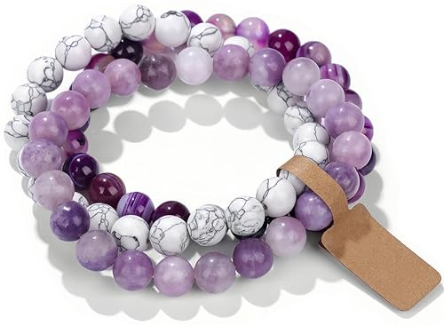 Image of WEIZAIJY Crystal Beaded Bracelet for Women 3 Pack - Natural Stone Chakra Healing Bracelets for Anxiety & Stress Relief, Meditation Yoga Gifts