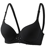 Sujetador de encaje medio y superior – sin aros, algodón de bebé, ropa interior cómoda y transpirable para mujer acolchada, Negro , 42