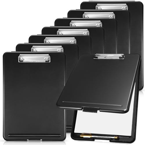 Geyee 8 Pcs Clipboard with Storage 8.5 x 11 in Clip Boards with Pen Holder