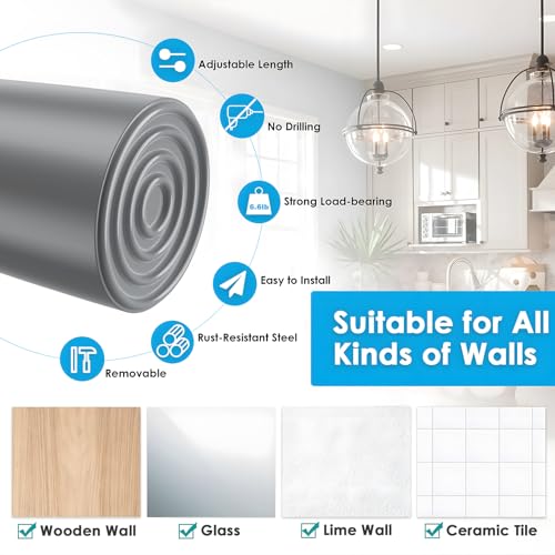 Image of MEXAU 1Pack Spring Tension Curtain Rod 26-39 inch Silver Small Tension Rod