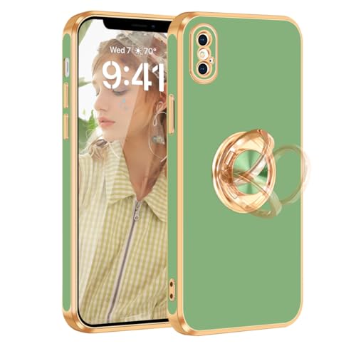 Coque iPhone X anti-chute avec anneau de maintien et dos métallique pour trajet voiture
