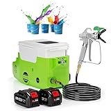 JMOUZHG Pulverizador de pintura portátil sin aire, 1.7 L, 6 velocidades, para muebles interiores y exteriores (dos baterías)