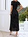 ZESICA Women's Summer Short Sleeve Floral Bodycon Dress 2026 Ruched Mesh Wedding Guest Cocktail Party Maxi Dresses Black Large