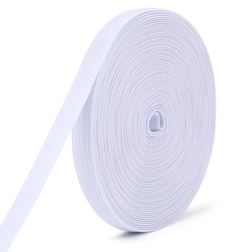 XKDOUS 1/2 Inch 11 Yards Elastic Band for Sewing White Knit Elastic Bands Cord for Sewing Waistband and Pants Waist High Elasticity