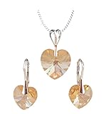 golden shadowreaper anduin Farbe - Viele Farben Crystals & Stones *HERZ* Schmuck-Set *VIELE FARBEN* Silber 925 Schön Damen Schmuckset mit Kristallen von Swarovski Elements - Wunderbare Ohrringe und Halskette mit Geschenkbox (Golden Shadow)