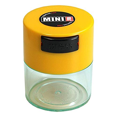 Minivac - 10g to 30 grams Airtight Multi-Use Vacuum Seal Portable Storage Container for Dry Goods, Food, and Herbs - Clear Yellow