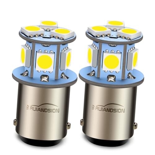 Ruiandsion BA15D 1130 1142 1176 LED Marker Light Bulbs 12V Non-Polarity 6000K White 5050 8SMD Chip LED Bulb for Reverse Light Turn Signal Tail Light Pack of 2